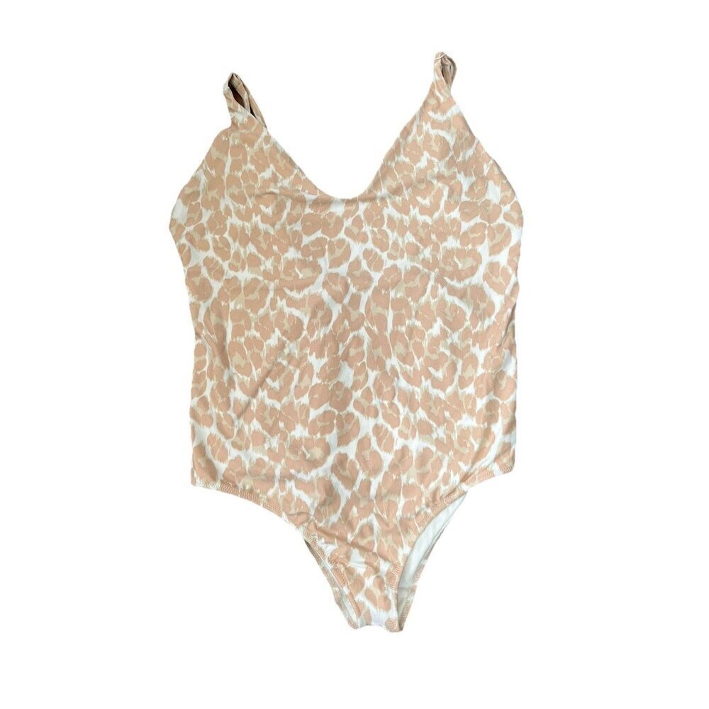 Aerie Swimsuit Women XL LONG TORSO Cheeky One Piece Leopard V Neck Bathing Suit